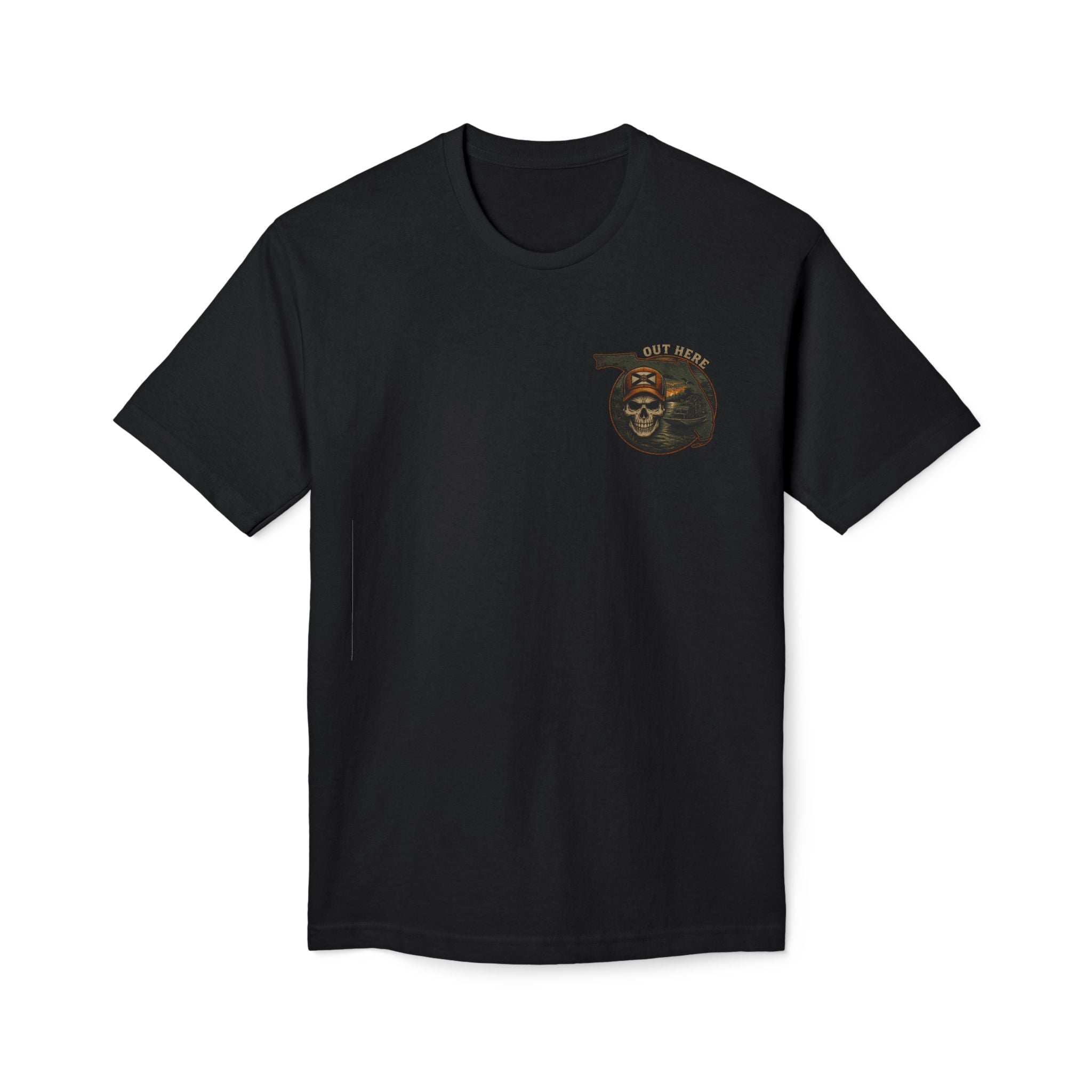 Backroads & Backwater  w/ blue wtr Skull T-Shirt — Concert, Fishing & Hunting Vibe