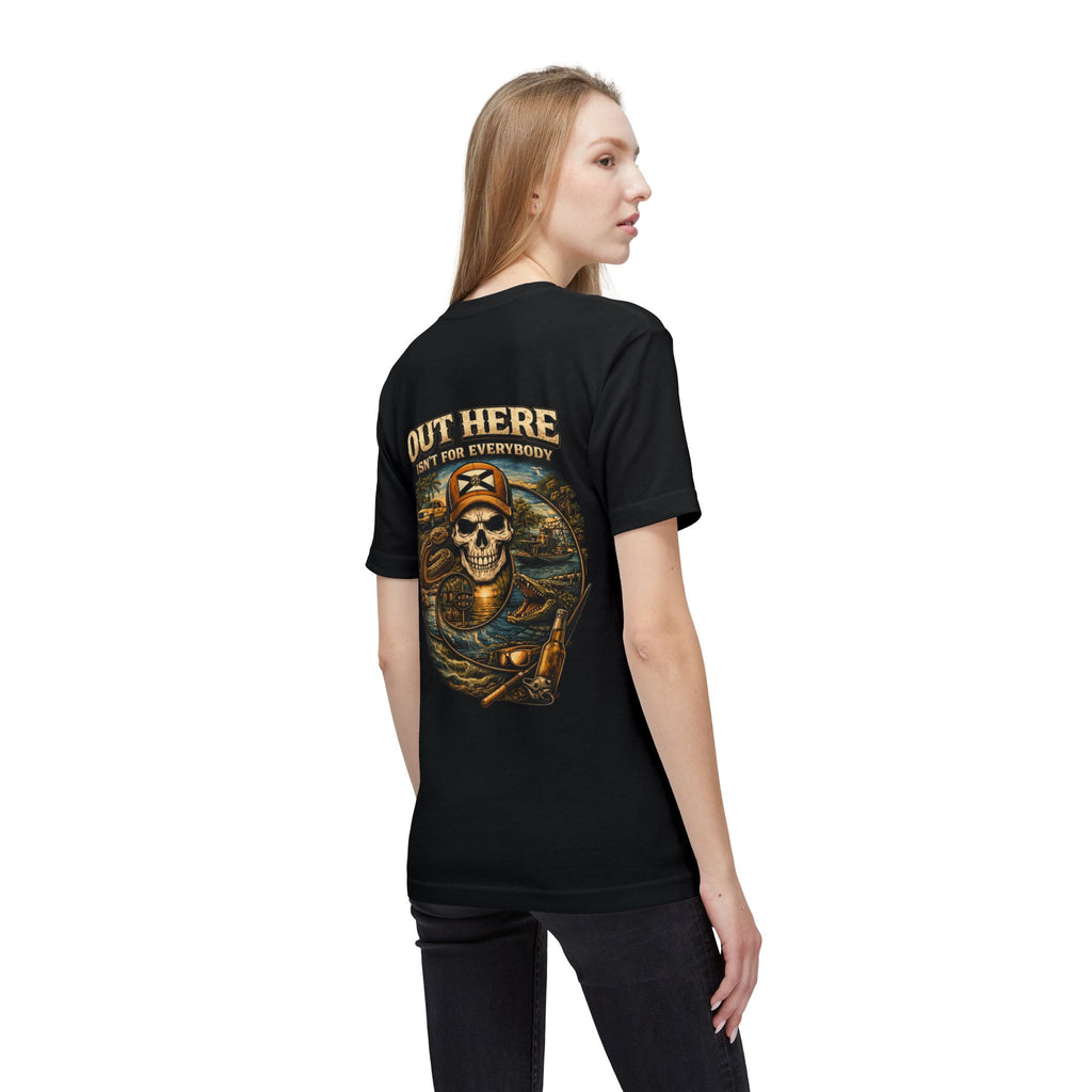 Backroads & Backwater  w/ blue wtr Skull T-Shirt — Concert, Fishing & Hunting Vibe