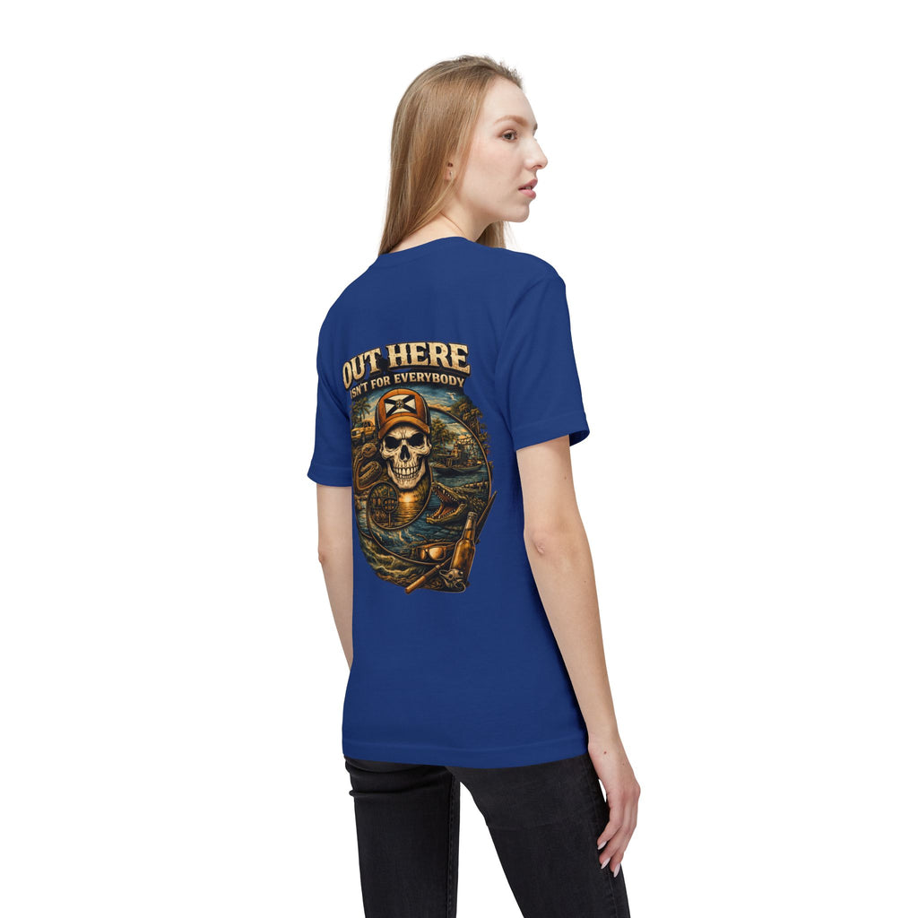 Backroads & Backwater  w/ blue wtr Skull T-Shirt — Concert, Fishing & Hunting Vibe