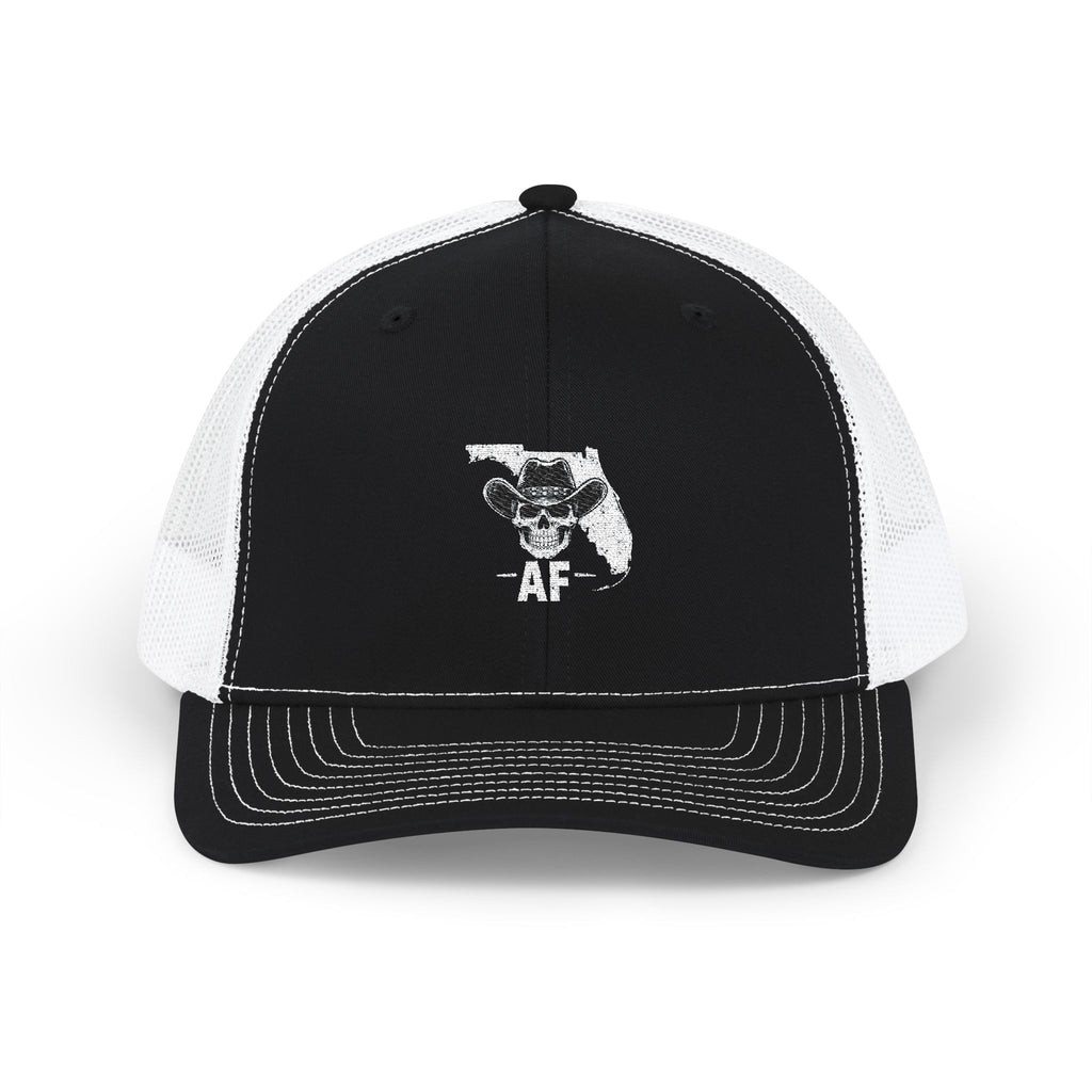 Florida AF Skull Cowboy Snapback Trucker Cap — Backroads Country Fishing & Boating Embroidered Hat