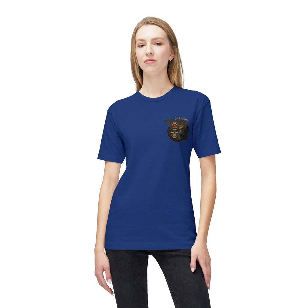 Backroads & Backwater  w/ blue wtr Skull T-Shirt — Concert, Fishing & Hunting Vibe