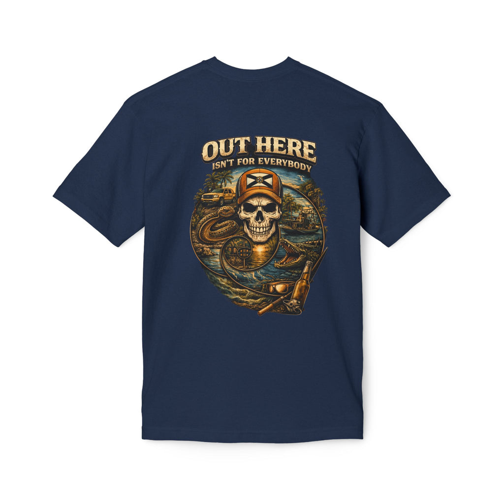 Backroads & Backwater  w/ blue wtr Skull T-Shirt — Concert, Fishing & Hunting Vibe
