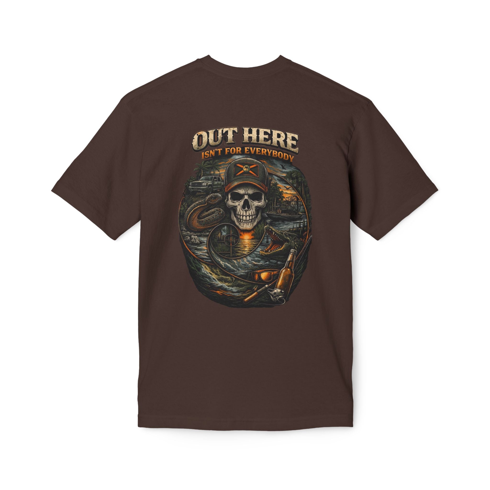 Backroads & Backwater Skull T-Shirt — Concert, Fishing & Hunting Vibe