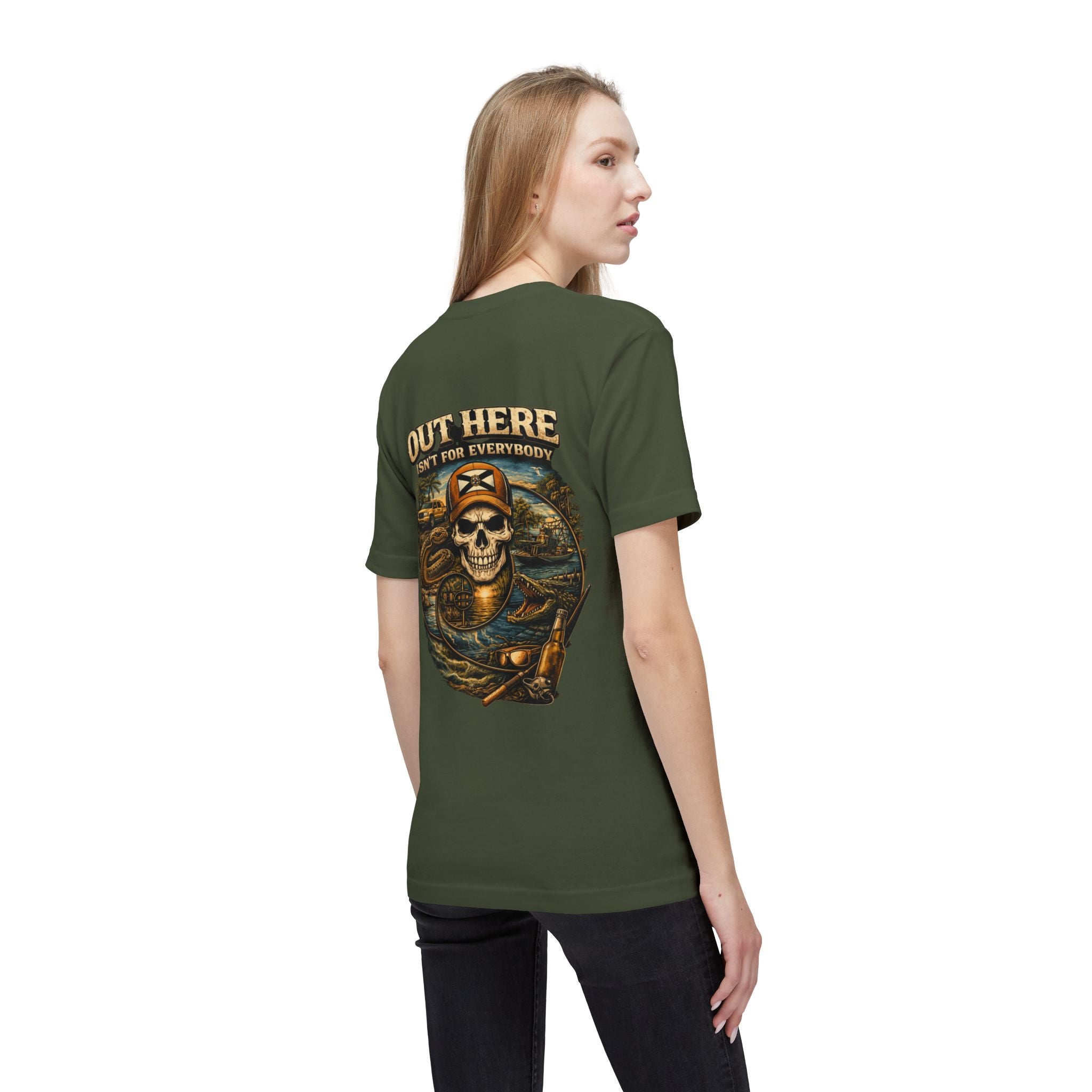 Backroads & Backwater  w/ blue wtr Skull T-Shirt — Concert, Fishing & Hunting Vibe